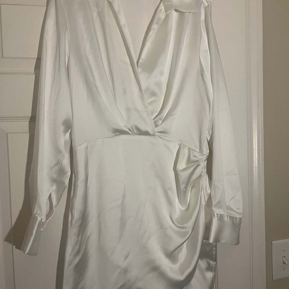 Zara White Satin Mini Dress
